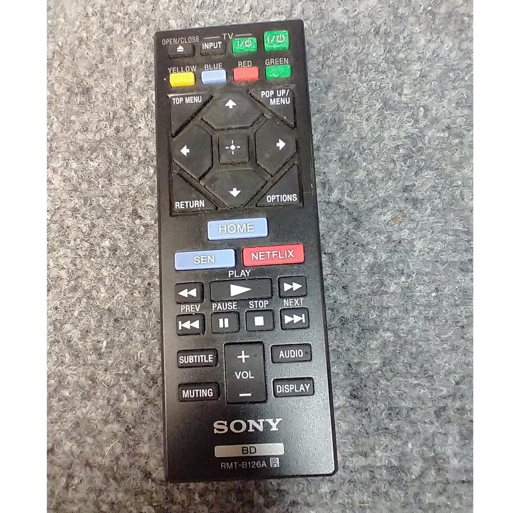 Sony Remote Control RMT-B126A Black Blu-ray Disc Player Netflix SEN Button